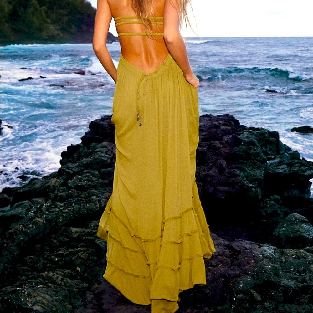 Free People, Small, Golden Yellow Extratropical Maxi Dress